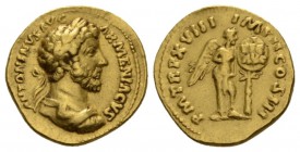 Marcus Aurelius, 161-180 Aureus circa 166, AV 20.5mm., 7.15g. ANTONINVS AVG ARMENIACVS Laureate and cuirassed bust r. Rev. P M TR P XVIII IMP II COS I...