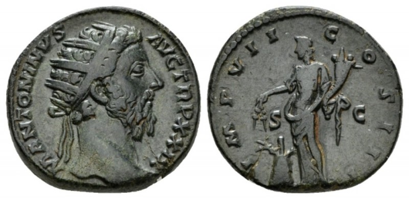 Marcus Aurelius, 161-180 Dupondius circa 174-175, Æ 24mm., 12.11g. Radiate head ...