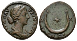 Faustina junior, daughter of Antoninus Pius and wife of Marcus Aurelius As circa 173, Æ 23.5mm., 10.72g. DIVA FAVSTINA PIA Draped bust r. Rev. Crescen...