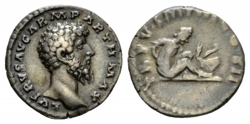 Lucius Verus, 161-169 Denarius circa 165-166, AR 18mm., 3.36g. L VERVS AVG ARM P...