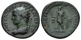 Caracalla, 198-217 Dupondius circa 214, Æ 26mm., 10.99g. Radiate, draped bust l. Rev. Mars standing l., holding Victory and resting l. hand on shield;...
