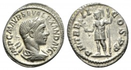 Severus Alexander, 222-235 Denarius circa 223, AR 19mm., 2.94g. IMP C M AVR SEV ALEXAND AVG Laureate and draped bust r. Rev. P M TR P II - COS P P Mar...