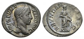 Severus Alexander, 222-235 Denarius circa 228-231, AR 20.5mm., 3.03g. IMP SEV ALEXAND AVG Laureate head r. Rev. ABVNDANTIA AVG Abundantia standing r.,...