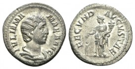 Julia Mamaea, mother of Severus Alexander Denarius After 222, AR 20mm., 3.05g. IVLIA MAMAEA AVG Draped bust r. Rev. FECVND AVGVSTAE Fecunditas standin...