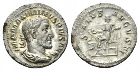 Maximinus I, 235-238 Denarius circa 235-236, AR 19.5mm., 2.75g. IMP MAXIMINVS PIVS AVG Laureate, draped and cuirassed bust r. Rev. SALVS AVGVSTI Salus...