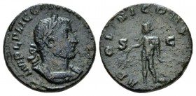 Gallienus, 253-268 As circa 254-255, Æ 23.5mm., 8.63g. Laureate and cuirassed bust r. Rev. APOLINI CONSERVAT Apollo standing l., holding laurel branch...