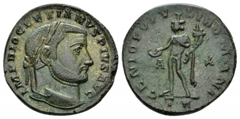 Diocletian, 284-305 Follis Treveri circa 298-299, Æ 27.5mm., 11.26g. Laureate he...