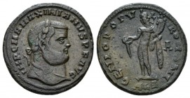 Maximianus Herculius, first reign 286-305 Follis Alexandria circa 294, Æ 26.5mm., 9.94g. Laureate head r. Rev. Genius standing l., holding patera and ...