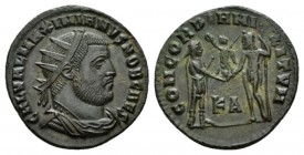 Galerius maximianus Caesar, 293-305 R Cyzicus circa 295-299, Æ 20.5mm., 3.20g. Radiate and cuirassed bust r. Rev. The Emperor and Jupiter facing each ...