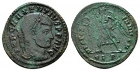 Maxentius, 306-312 Follis Rome circa 308-310, Æ 25.5mm., 6.71g. Laureate head r. Rev. Victory advancing l., holding wreath and palm; in exergue, RBP. ...