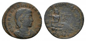 Hannibalianus Rex Regum, 335-337 Reduced Follis Constantinople circa 335-337, Æ 17mm., 0.93g. Bareheaded, draped, and cuirassed bust r. Rev. Euphrates...