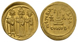 Constans II, September 641 – 15 July 678, with colleagues from 654 Constantinopolis Solidus circa 632-635, AV 19.5mm., 4.45g. Heraclius, with long bea...