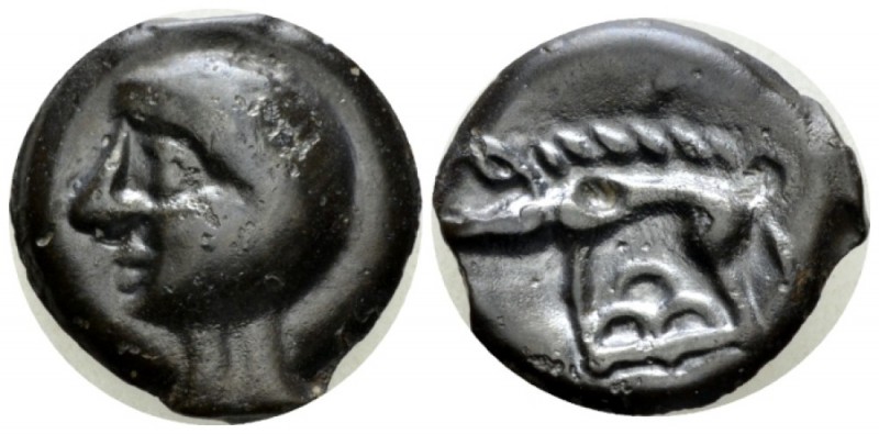 Celtic, Northeast. Leuci Potin circa 100-50 BC, Æ 17mm., 3.76g. Head l. Rev. Boa...