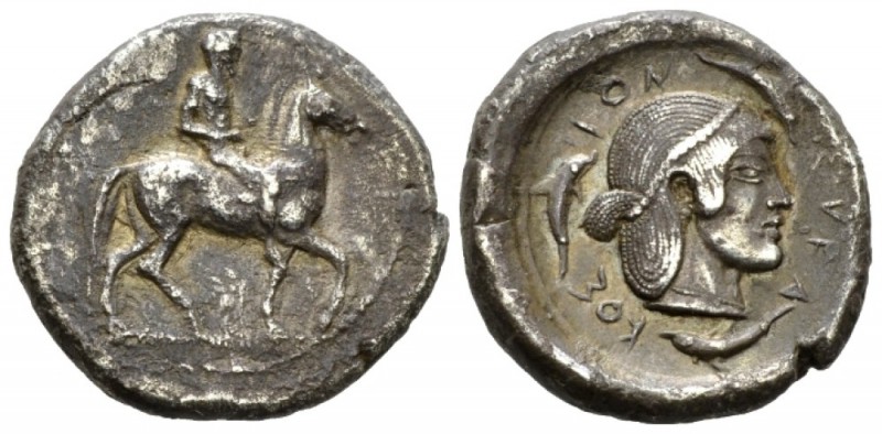 Sicily, Syracuse Didrachm Syracuse circa 480, AR 21.5mm., 8.15g. Rider on pacing...