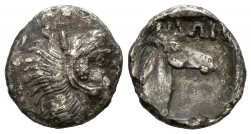 Bosporus, Sarmatia Hemidrachm circa 425-400, AR 12mm., 1.27g. Head of Herakles r...