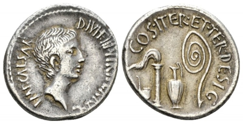 C. Caesar Octavianus. Denarius mint moving with Octavian 37, AR 18mm., 3.85g. IM...