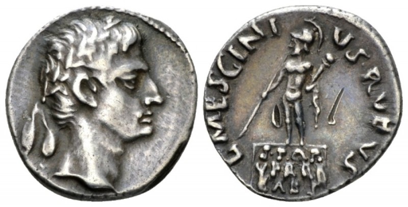 Octavian as Augustus, 27 BC – 14 AD Denarius circa 16 BC, AR 18mm., 3.76g. Laure...