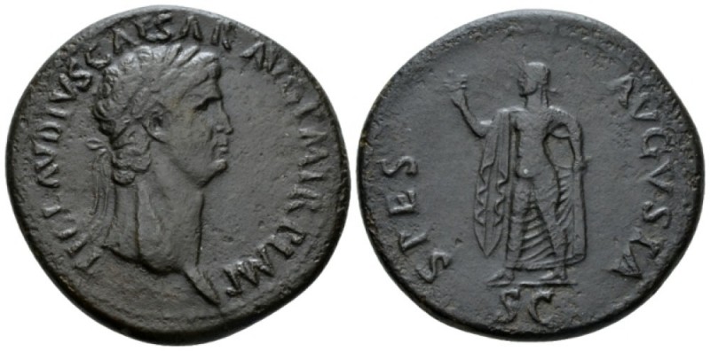 Claudius, 41-54 Sestertius circa 50-54, Æ 35mm., 28.35g. TI CLAVDIVS CAESAR AVG ...