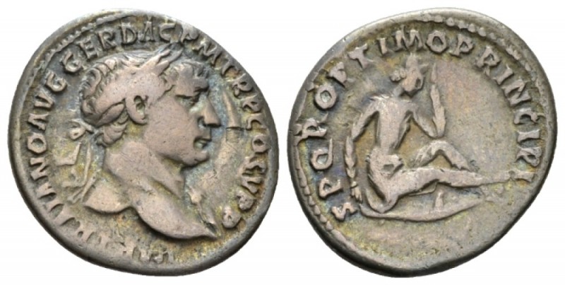 Trajan, 98-117 Denarius circa 103-107, AR 18.5mm., 2.76g. Laureate head r. Rev. ...