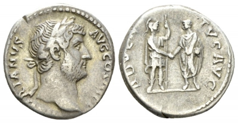 Hadrian, 117-138 Denarius circa 134-138, AR 17mm., 3.35g. HADRIANVS AVG COS III ...