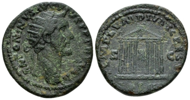 Antoninus Pius, 138-161 Dupondius circa 159, Æ 26.5mm., 10.72g. Radiate head r. ...