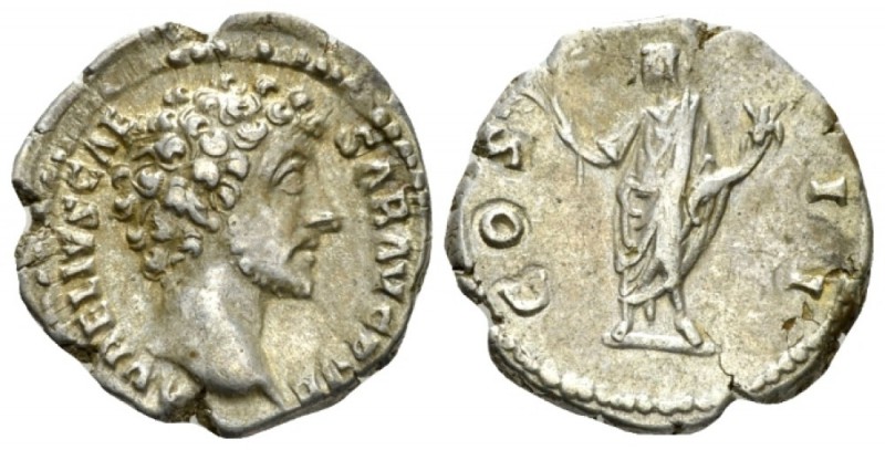 Marcus Aurelius as Caesar, 139-161 Denarius circa 145-147, AR 18.5mm., 3.25g. AV...