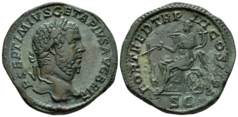 Geta, 209-212 Sestertius 211, Æ 32.5mm., 24.61g. P SEPTIMIVS GETA PIVS AVG BRIT ...