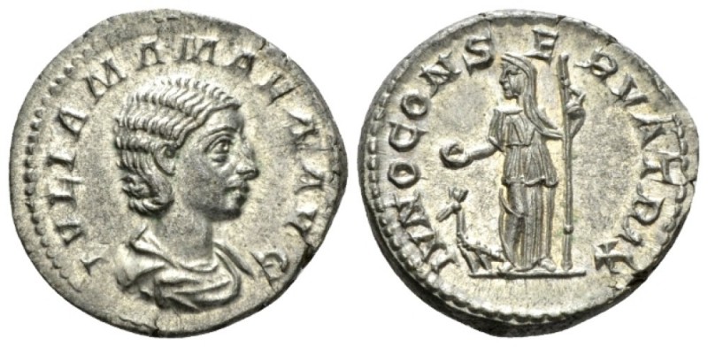 Julia Mamaea, mother of Severus Alexander Denarius After 222, AR 19.5mm., 3.56g....