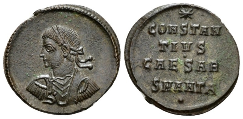 Constantine II Caesar, 316-337. Follis Antioch circa 325, Æ 18mm., 2.10g. Laurea...