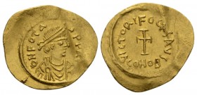 Phocas, 602-610 Tremissis Constantinople circa 603-607, AV 17.5mm., 1.48g. (D) Tremissis (1,51g), Constantinopolis, 603-607 n. Chr. Av.: d N FOCAS - P...