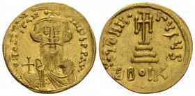 Constans II 641 – 668, with colleagues from 654 Solidus of 23 siliquae Constantinople circa 651-654, AV 21mm., 4.25g. δ N CONStAN – TINYS PP AV Bust f...