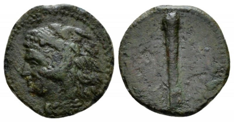 Bruttium, Croton Bronze circa 333-331, Æ 13mm., 2.18g. Head of Heracles l., wear...