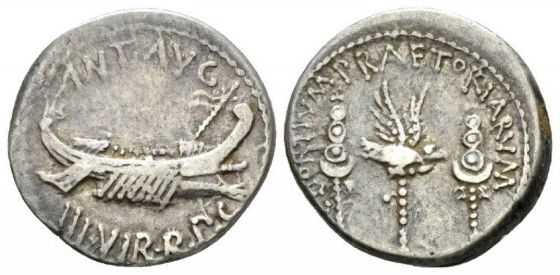 Marcus Antonius. Denarius mint moving with M. Antony 32-31, AR 18mm., 3.39g. ANT...