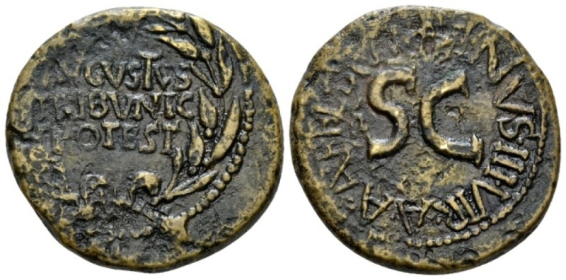 Octavian as Augustus, 27 BC – 14 AD Dupondius circa 15 BC, Æ 28.5mm., 11.73g. AV...