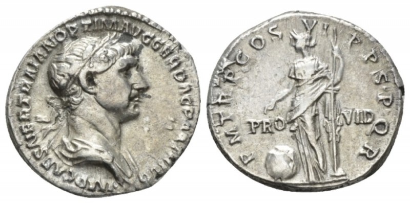 Trajan, 98-117 Denarius circa 114-117, AR 18.5mm., 3.19g. Laureate and draped bu...