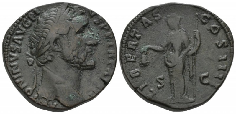 Antoninus Pius, 138-161 Sestertius circa 147-148, Æ 31mm., 25.43g. Laureate head...