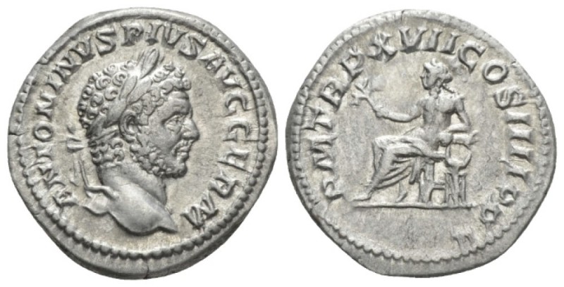 Caracalla, 198-217 Denarius circa 214, AR 19mm., 3.34g. ANTONINVS PIVS AVG GERM ...