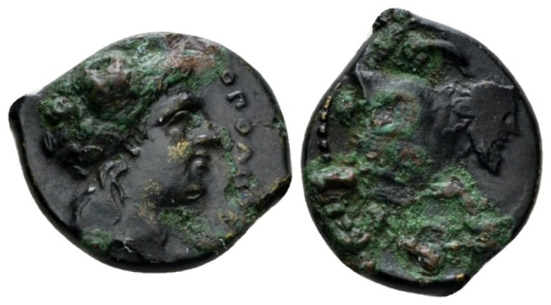 Campania, Neapolis Bronze circa 320-300, Æ 17.5mm., 3.18g. Laureate head of Apol...