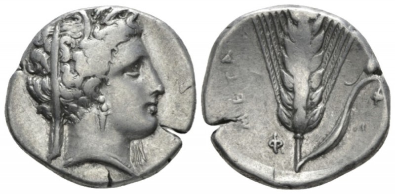 Lucania, Metapontum Nomos circa 340-330, AR 21.5mm., 7.73g. Lucania, Metapontum,...