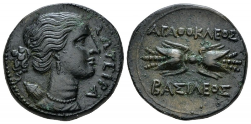 Sicily, Syracuse Bronze circa 295-289, Æ 22.5mm., 8.33g. Draped bust of Artemis ...