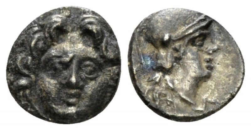 Pisidia, Selge Obol IV-III cent BC, AR 10mm., 0.87g. Gorgoneion. Rev. Head of At...