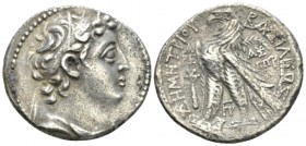 The Seleucid Kings, Demetrios II Nikator, first reign, 146-138 BC. Tyre Tetradrachm circa 130-129, AR 30.5mm., 13.10g. Diademed head r. Rev. Eagle sta...