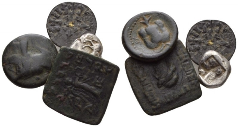 Bactria, Menander I, 165/55-130. Lot of 4 coins circa 165-130, Æ 19.5mm., 6.12g....