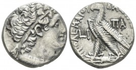 The Ptolemies, Cleopatra III and Ptolemy IX Soter II, 116-107 Alexandria Tetradrachm circa 108-107, AR 22.5mm., 13.57g. Diademed head of Ptolemy r., w...