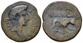 Hispania, Ilerda Octavian as Augustus, 27 BC – 14 AD Bronze after 27 BC, Æ 24mm., 7.51g. Bronze, Ilerda after 27 BC, 6.47 g. Bare head r. Rev. She wol...