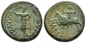 Macedonia, Amphipolis Claudius, 41-54 Bronze circa 41-54, Æ 23.5mm., 9.11g. Claudius standing l., raising hand and holding eagle-tipped scepter. Rev. ...