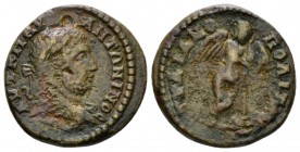 Thrace, Traianopolis Caracalla, 198-217 Bronze circa 198-217, Æ 18.5mm., 3.58g. Laureate head r. Rev. Winged Genius, with legs crossed, leaning to r. ...