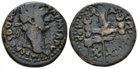 Achaia, Patrae Domitian, 81-96 Assarion circa 81-96, Æ 23.5mm., 8.84g. Laureate head r. Rev. Aquila between two signa; X XII in exergue. RPC 222. BCD ...