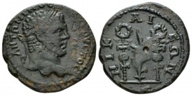 Bithynia, Nicaea Caracalla, 198-217 Bronze circa 198-217, Æ 24.5mm., 7.12g. Laureate head r. Rev. Legionary aquila with vexillum, flanked by two signa...