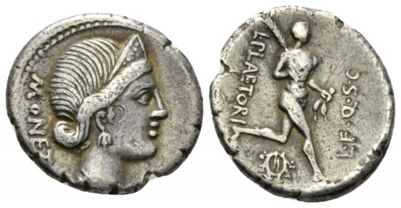 L. Plaetorius L.f. Cestianus. Denarius circa 74, AR 17.5mm., 4.03g. MONETA – S·C...